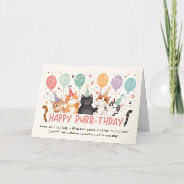 Carte d'anniversaire pour amateur de chats Joyeux  (Devant)