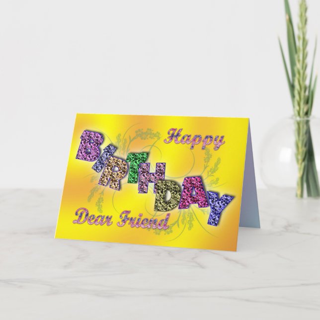 Carte d'anniversaire pour ami avec texte floral (Devant)