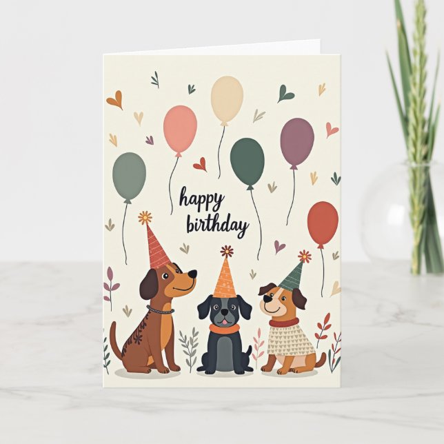 Carte d'anniversaire pour amis canins (Devant)
