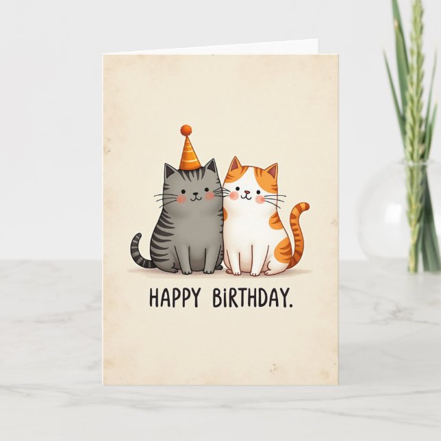 Carte d'anniversaire pour amis chats (Devant)