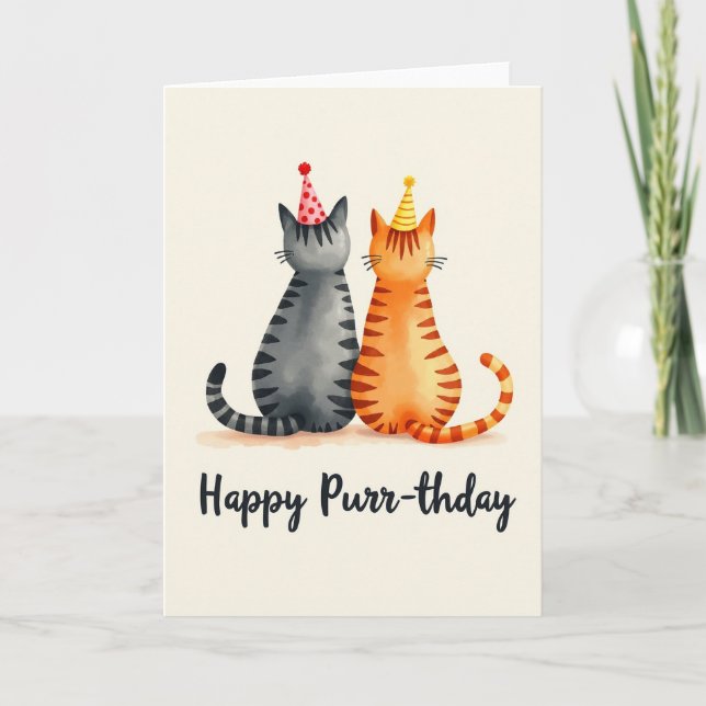 Carte d'anniversaire pour amis félins doux (Devant)