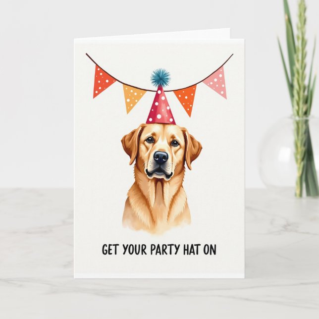 Carte d'anniversaire pour animal de compagnie doré (Devant)