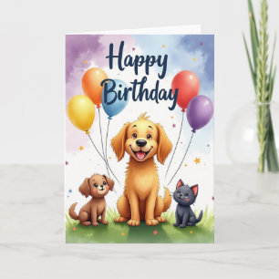 Carte d'anniversaire pour animaux souriants