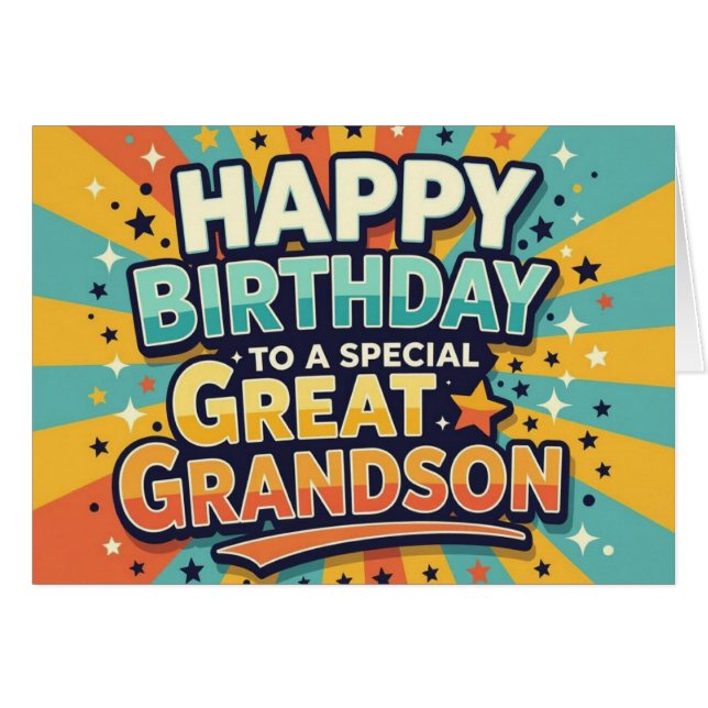 Carte d'anniversaire pour arrière-petit-fils Style (Devant horizontal)