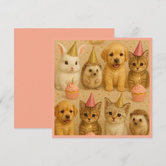 Carte d'anniversaire pour bébé animal ! (Devant / Derrière)