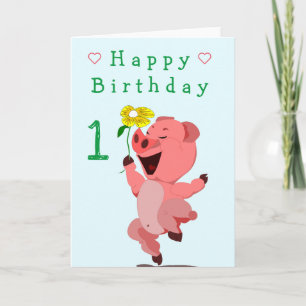 Carte d'anniversaire pour bébé de porc - personnal