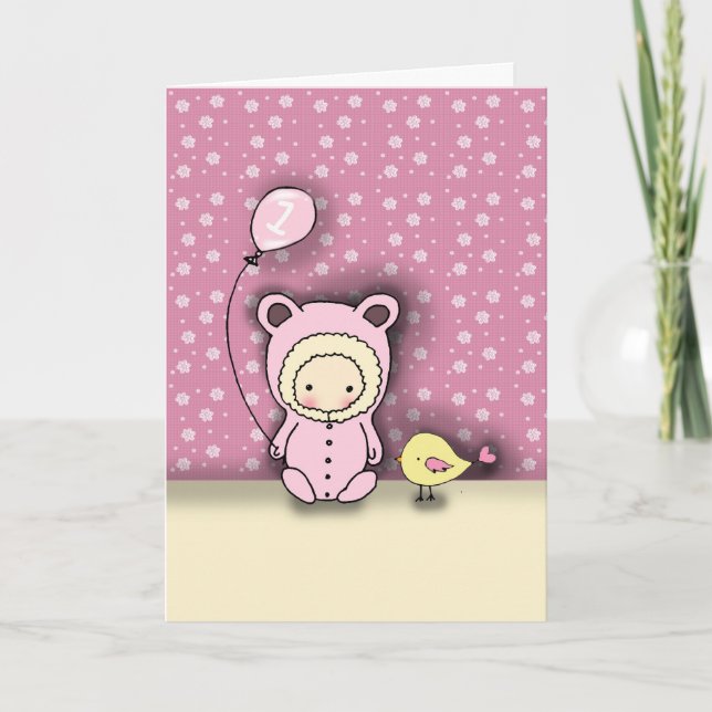 Carte d'anniversaire pour bébé fille à 1 ans (Devant)