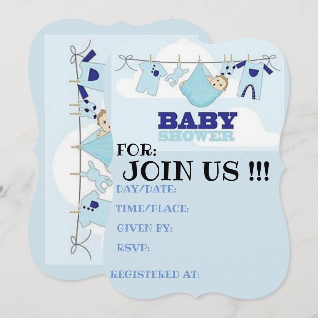 carte d'anniversaire pour bébé GARÇON BLEU (Devant / Derrière)
