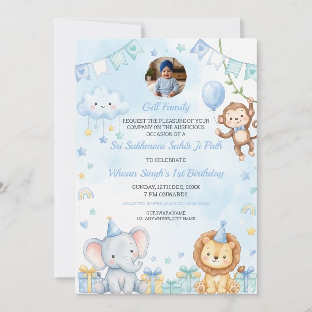 Carte d'anniversaire pour bébé garçon de 1 an avec (Devant)