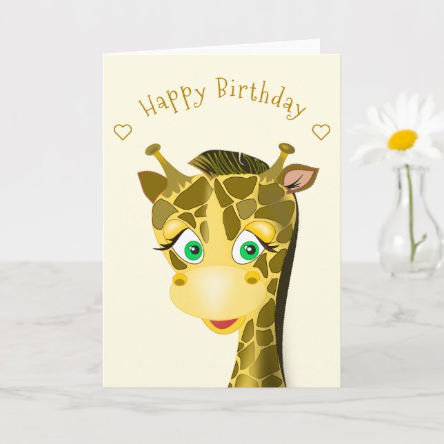 Carte d'anniversaire pour bébé mignonne Giraffe (Petite plante)