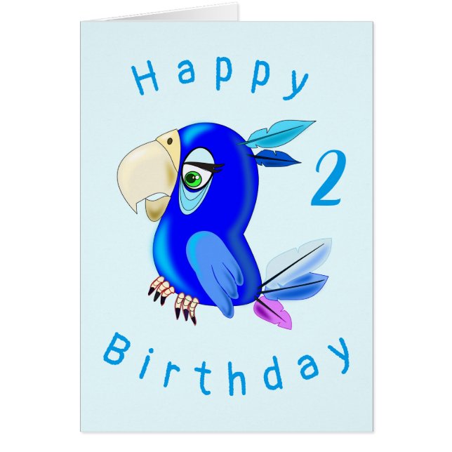 Carte d'anniversaire pour bébé Parrot bleu - Perso (Devant)