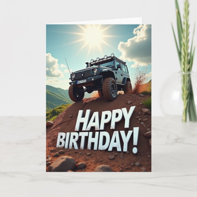 Carte d'anniversaire pour camion d'aventure (Devant)