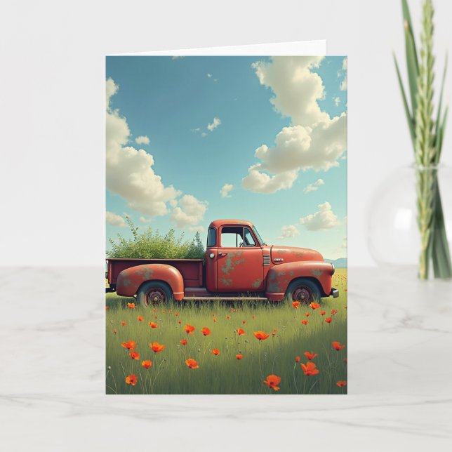 Carte d'anniversaire pour camion rouillé (Devant)