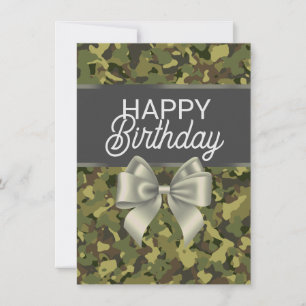 Carte d'Anniversaire pour Camo Vert et Bow