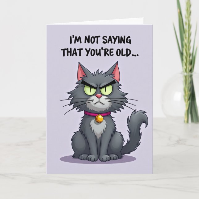 Carte d'anniversaire pour chat aux yeux d'émeraude (Devant)