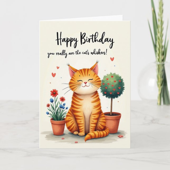Carte d'anniversaire pour chat de jardin (Devant)