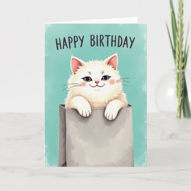 Carte d'anniversaire pour chat dodu (Devant)