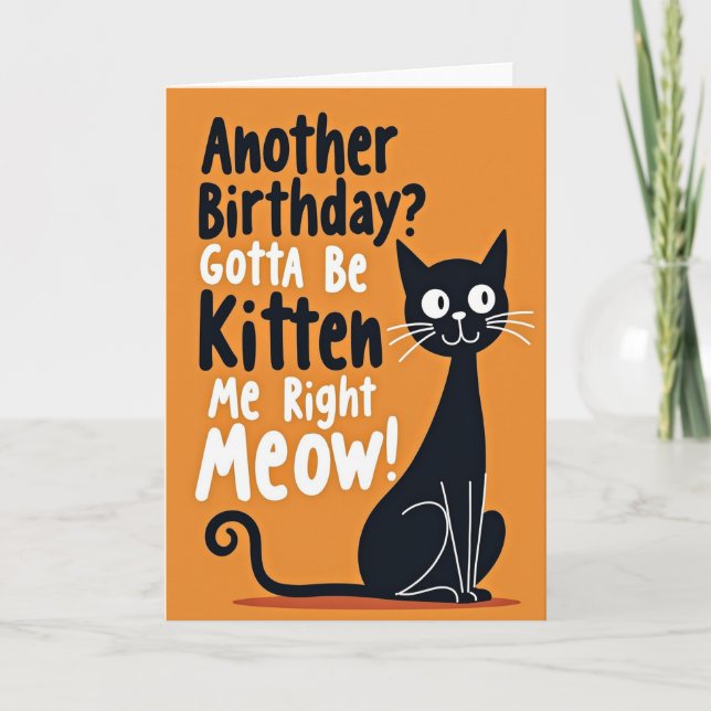 Carte d'anniversaire pour chat espiègle (Devant)