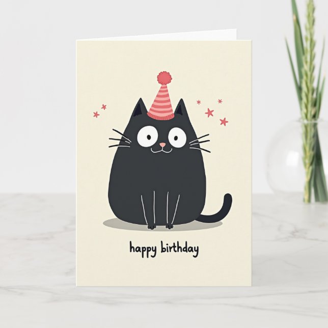 Carte d'anniversaire pour chat festif (Devant)