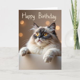 Carte d'anniversaire pour chat gentil