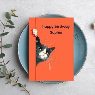 Carte d'anniversaire pour chat joueur