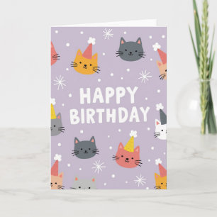 Carte d'anniversaire pour chat lavande
