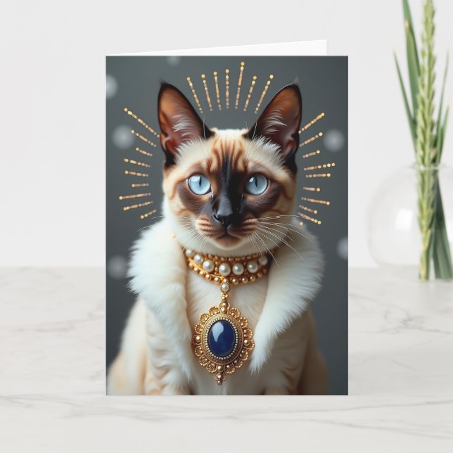 Carte d'anniversaire pour chat majestueux (Devant)
