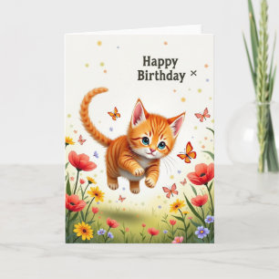 Carte d'anniversaire pour chat mignon