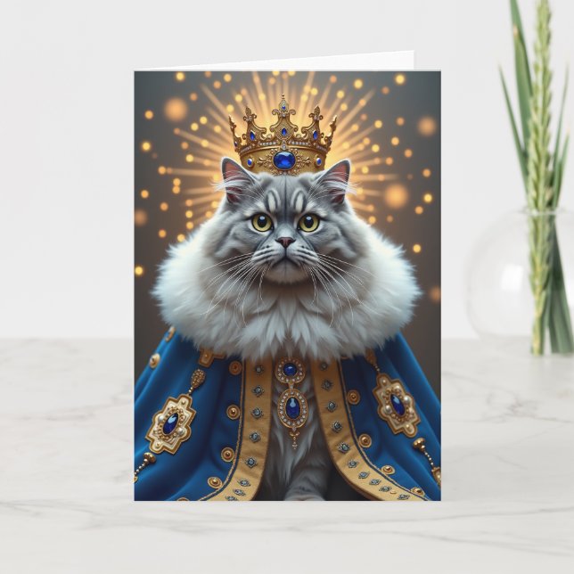 Carte d'anniversaire pour chat opulent (Devant)