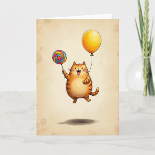 Carte d'anniversaire pour chat orange