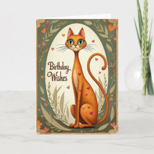 Carte d'anniversaire pour chat orange doux