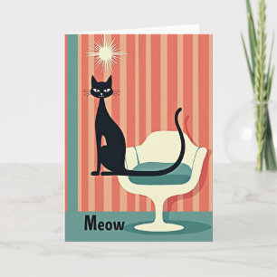 Carte d'anniversaire pour chat rétro