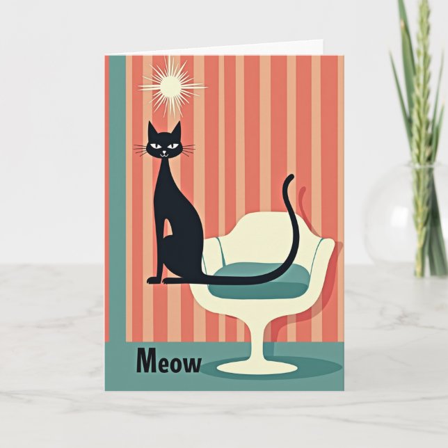Carte d'anniversaire pour chat rétro (Devant)