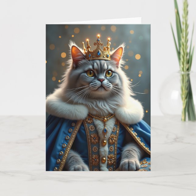 Carte d'anniversaire pour chat royal (Devant)