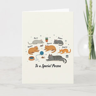 Carte d'anniversaire pour chat serein