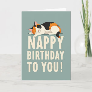 Carte d'anniversaire pour chat somnolent