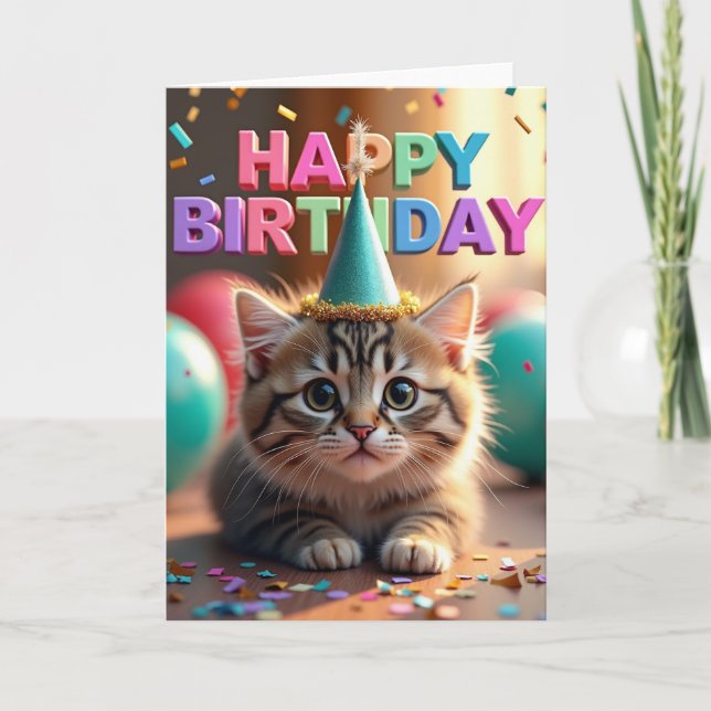 Carte d'anniversaire pour chat tigré (Devant)