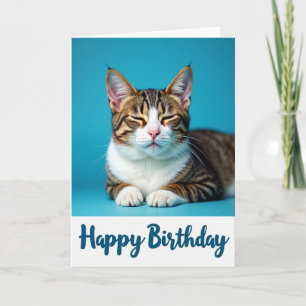 Carte d'anniversaire pour chat tigré paisible