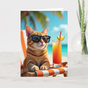 Carte d'anniversaire pour chat tropical