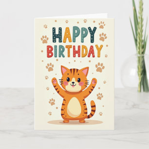 Carte d'anniversaire pour chat vibrant