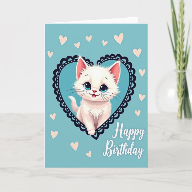 Carte d'anniversaire pour chaton doux (Devant)