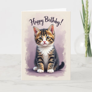 Carte d'anniversaire pour chaton rayé