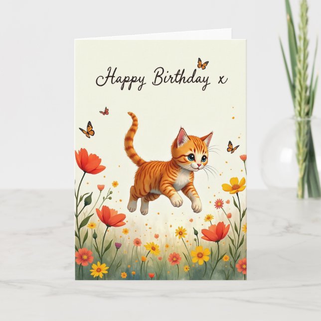 Carte d'anniversaire pour chaton rayé (Devant)