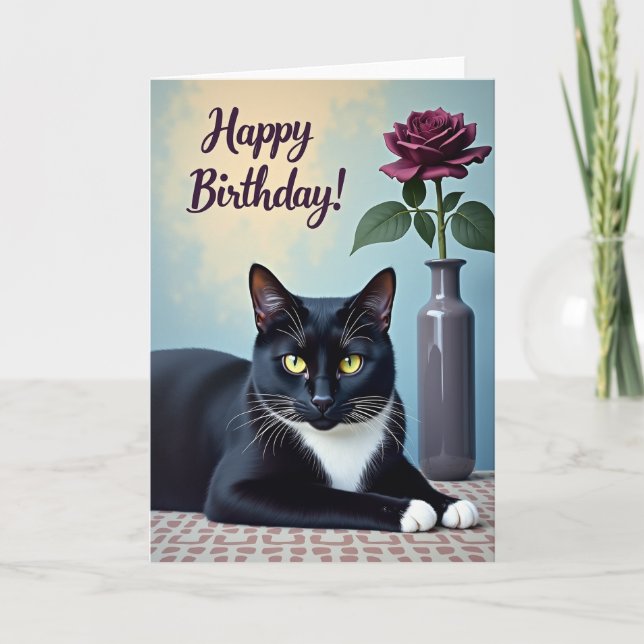Carte d'anniversaire pour chatte noire (Devant)