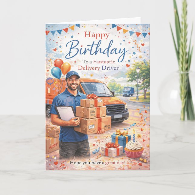 Carte d'anniversaire pour chauffeur de livraison (Devant)