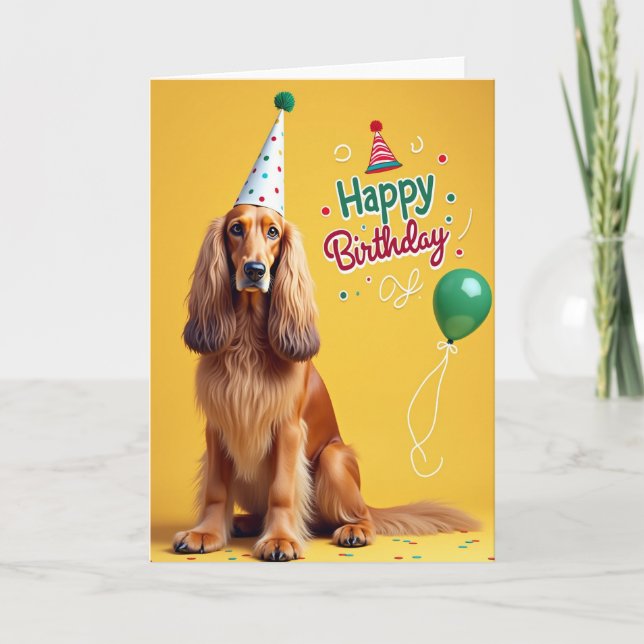 Carte d'anniversaire pour chien à pois (Devant)