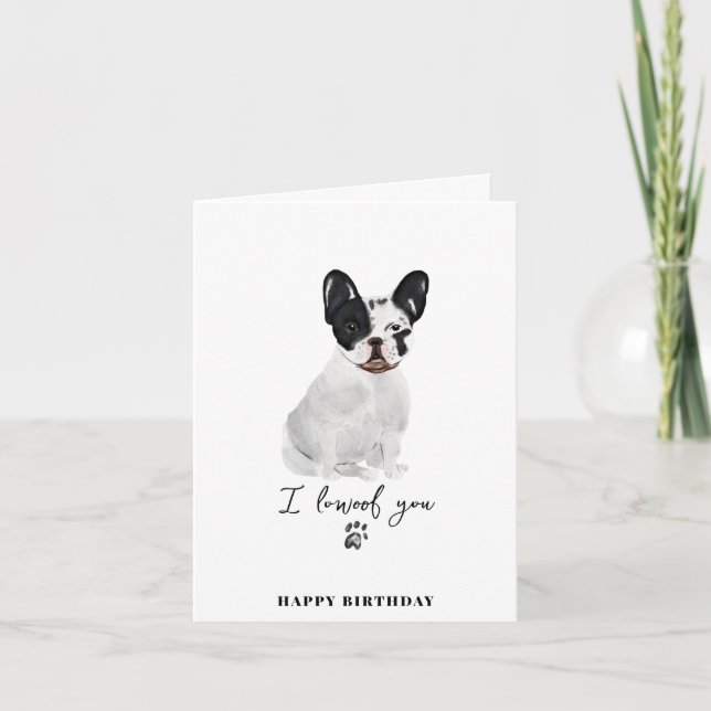 Carte d'anniversaire pour chien bouledogue françai (Devant)