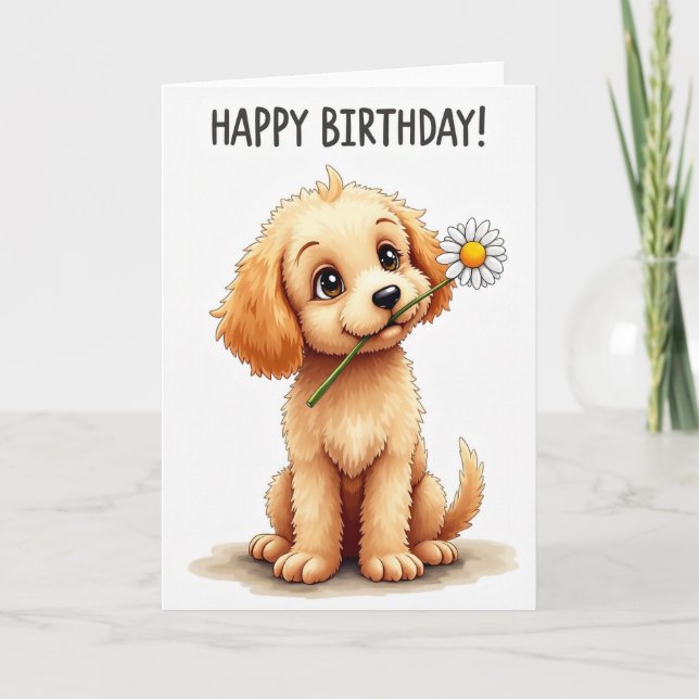 Carte d'anniversaire pour chien charmant (Devant)
