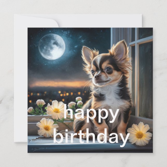 Carte d'anniversaire pour chien de table, chien d' (Devant)