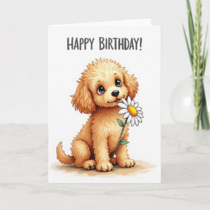Carte d'anniversaire pour chien duveteux